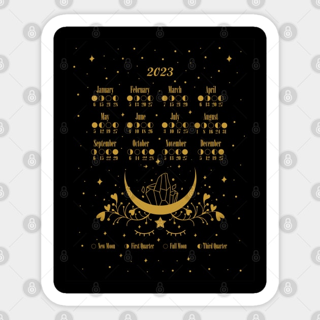 Moon Luna Calendar 2023 Sticker by Daria Popkova